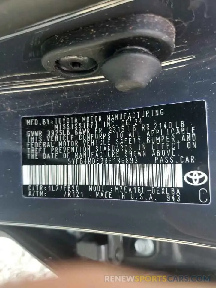 12 Фотография поврежденного автомобиля 5YFB4MDE9RP186893 TOYOTA COROLLA 2024