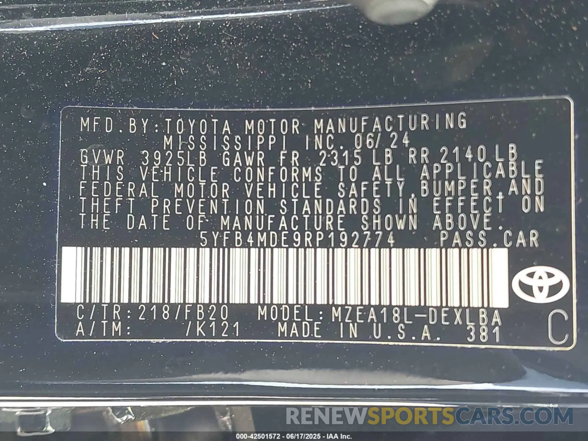 9 Фотография поврежденного автомобиля 5YFB4MDE9RP192774 TOYOTA COROLLA 2024