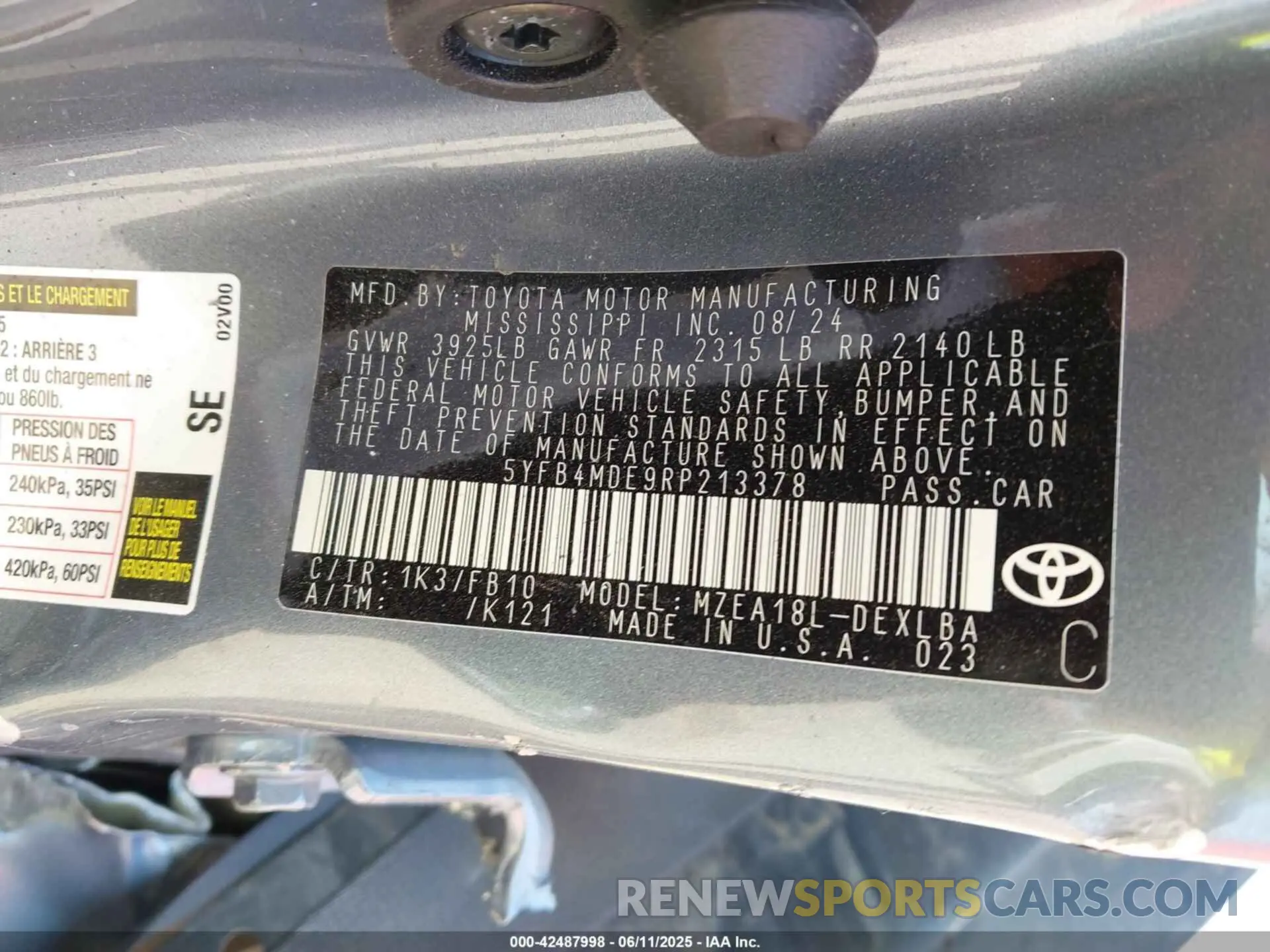 9 Photograph of a damaged car 5YFB4MDE9RP213378 TOYOTA COROLLA 2024