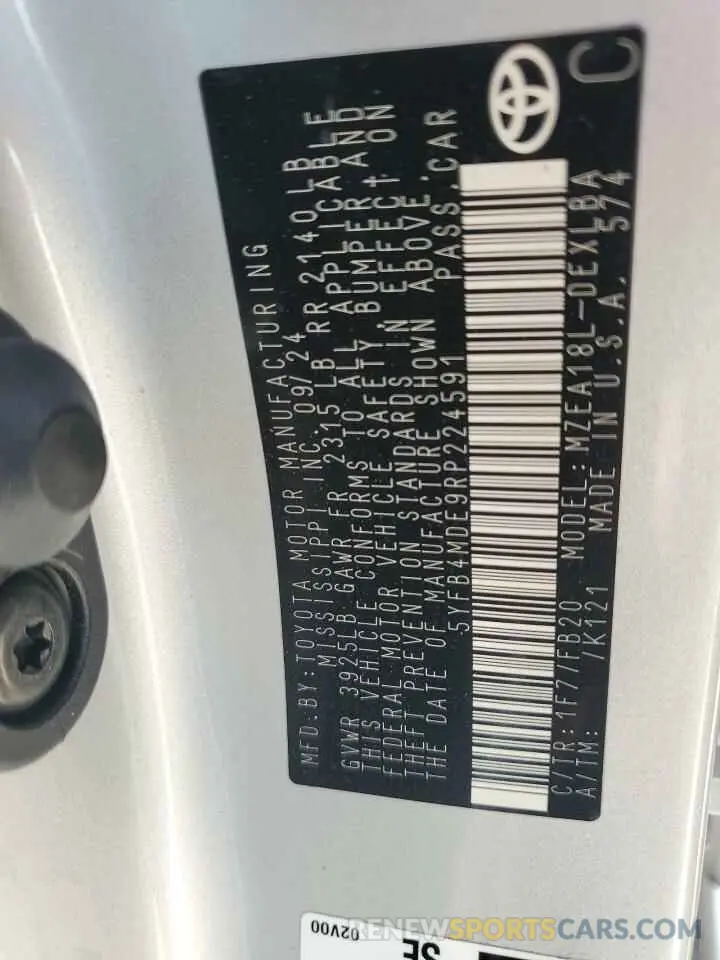 14 Фотография поврежденного автомобиля 5YFB4MDE9RP224591 TOYOTA COROLLA 2024