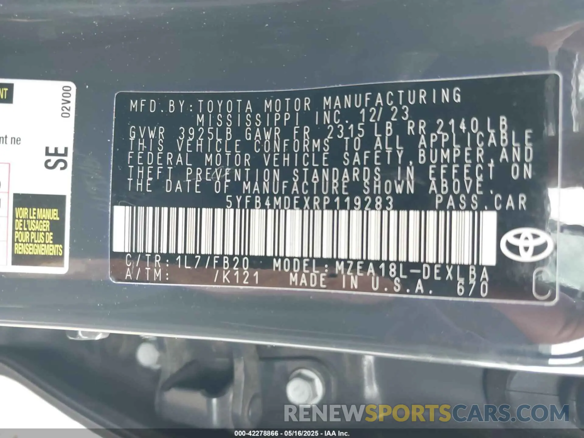 9 Photograph of a damaged car 5YFB4MDEXRP119283 TOYOTA COROLLA 2024