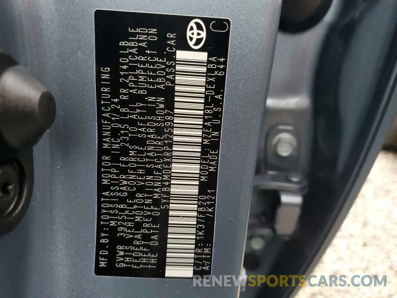 13 Photograph of a damaged car 5YFB4MDEXRP125987 TOYOTA COROLLA 2024