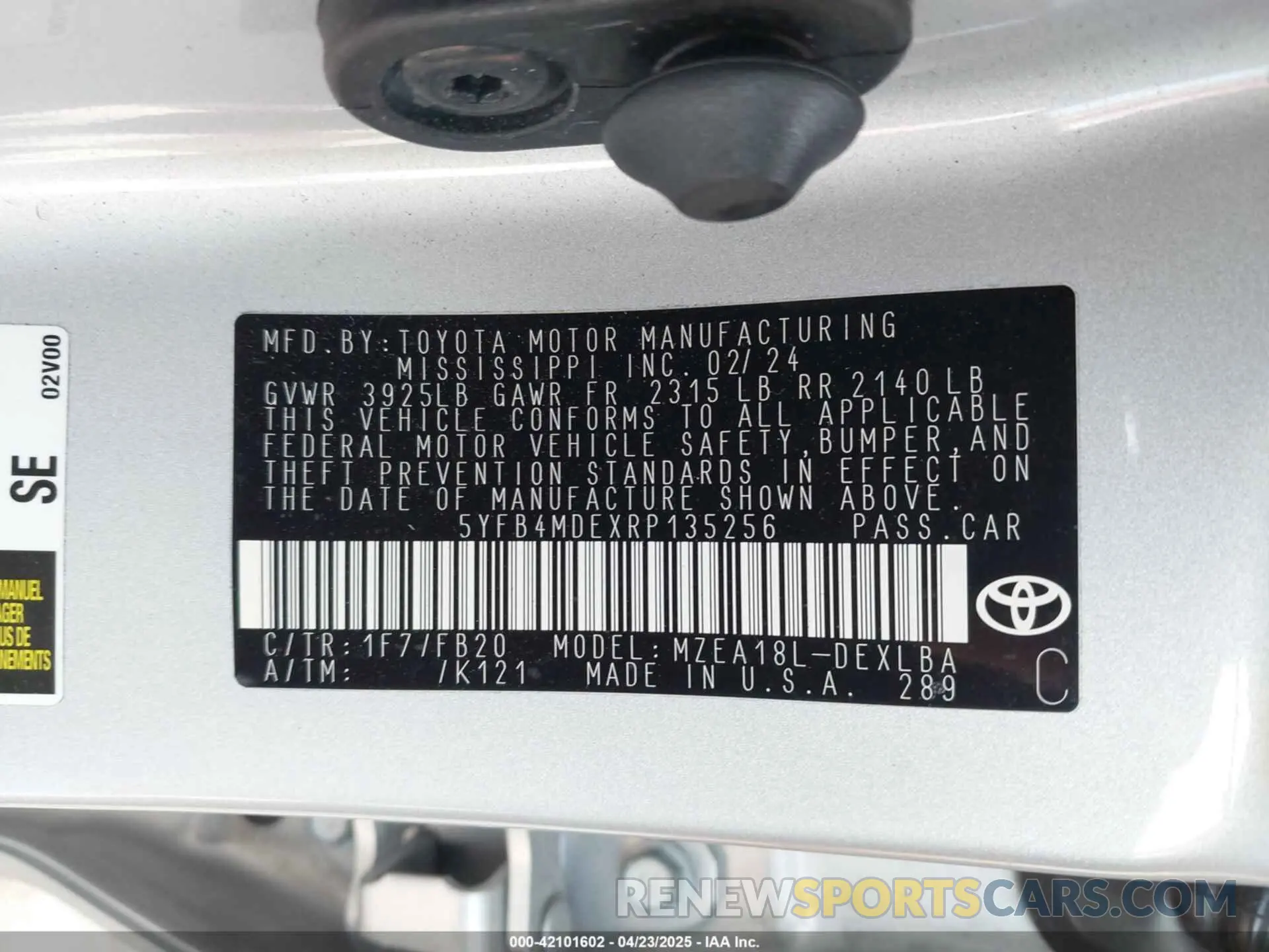 9 Фотография поврежденного автомобиля 5YFB4MDEXRP135256 TOYOTA COROLLA 2024