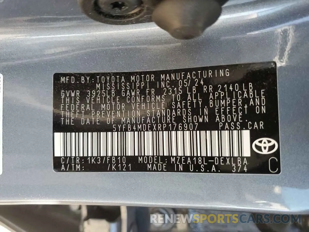 12 Фотография поврежденного автомобиля 5YFB4MDEXRP176907 TOYOTA COROLLA 2024