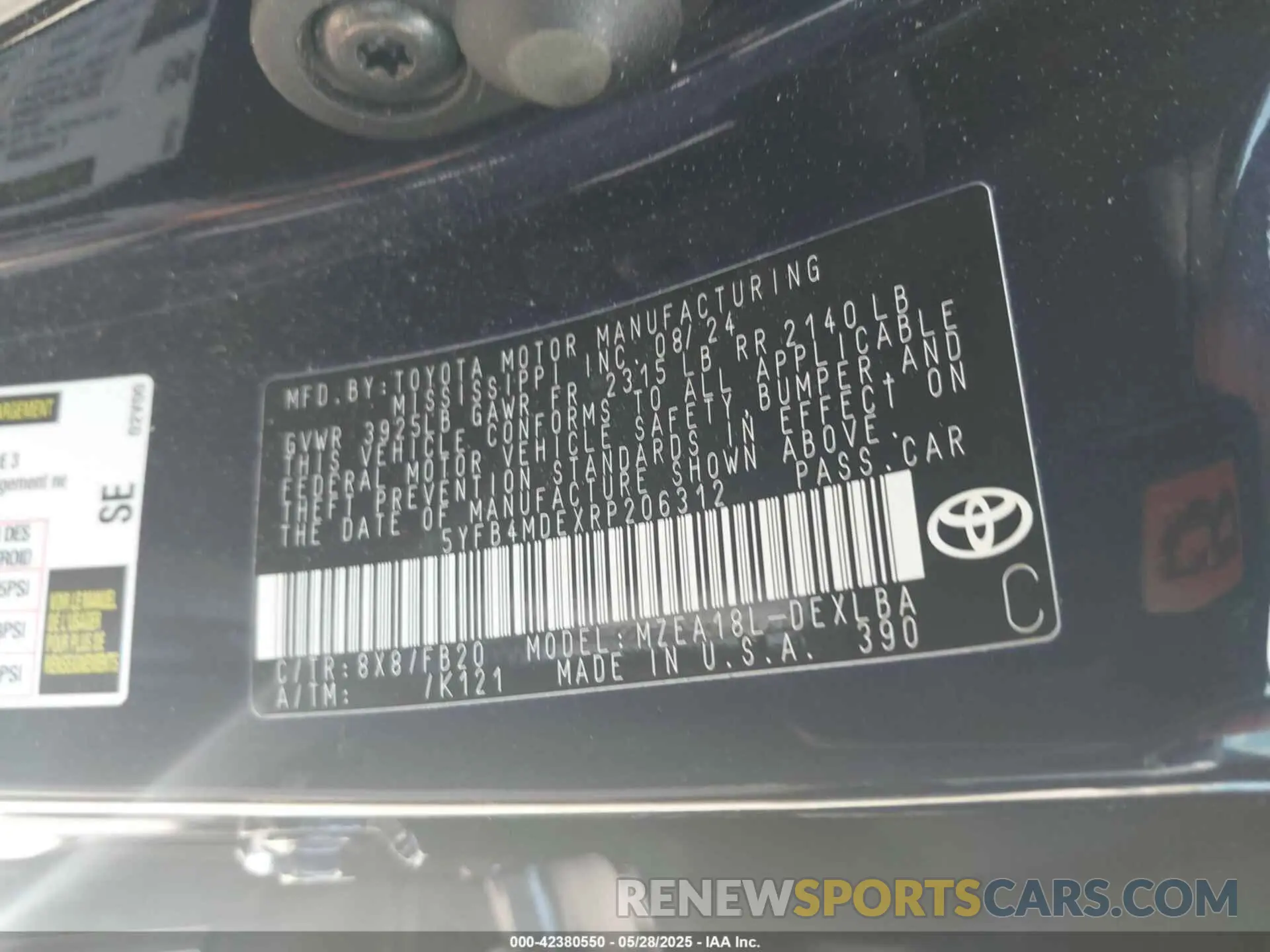 9 Фотография поврежденного автомобиля 5YFB4MDEXRP206312 TOYOTA COROLLA 2024