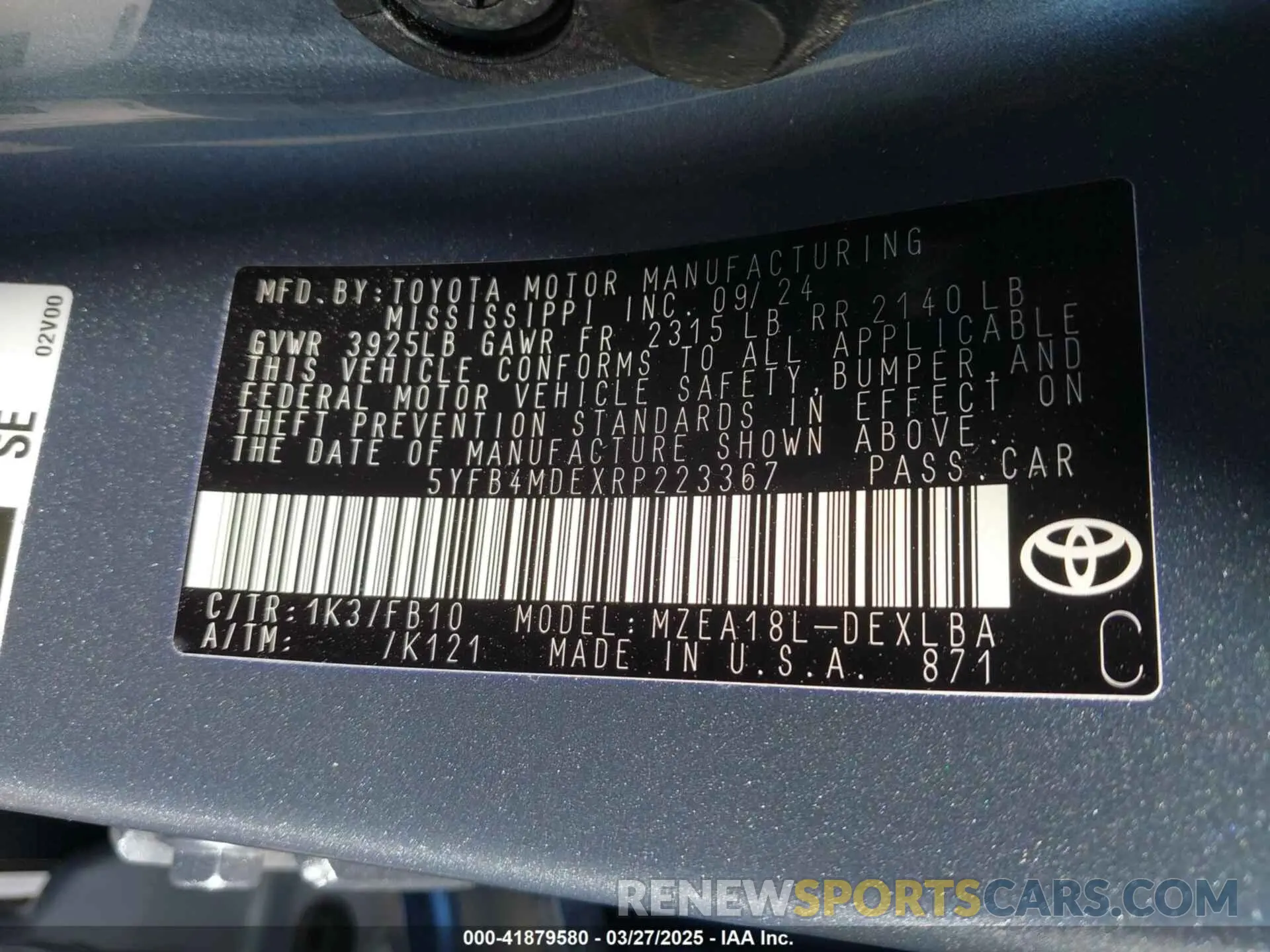 9 Фотография поврежденного автомобиля 5YFB4MDEXRP223367 TOYOTA COROLLA 2024