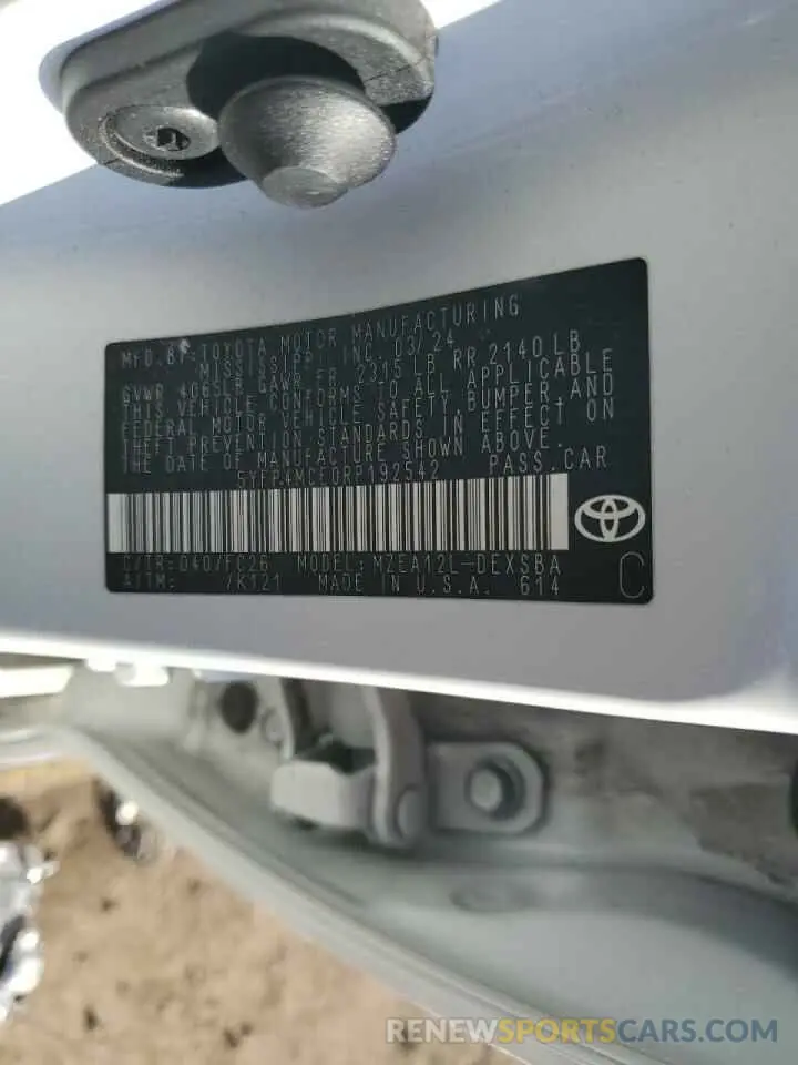 14 Фотография поврежденного автомобиля 5YFP4MCE0RP192542 TOYOTA COROLLA 2024