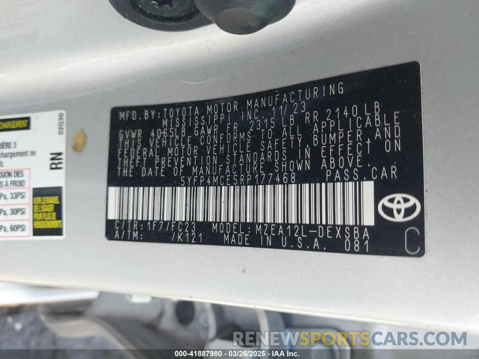 9 Фотография поврежденного автомобиля 5YFP4MCE5RP177468 TOYOTA COROLLA 2024
