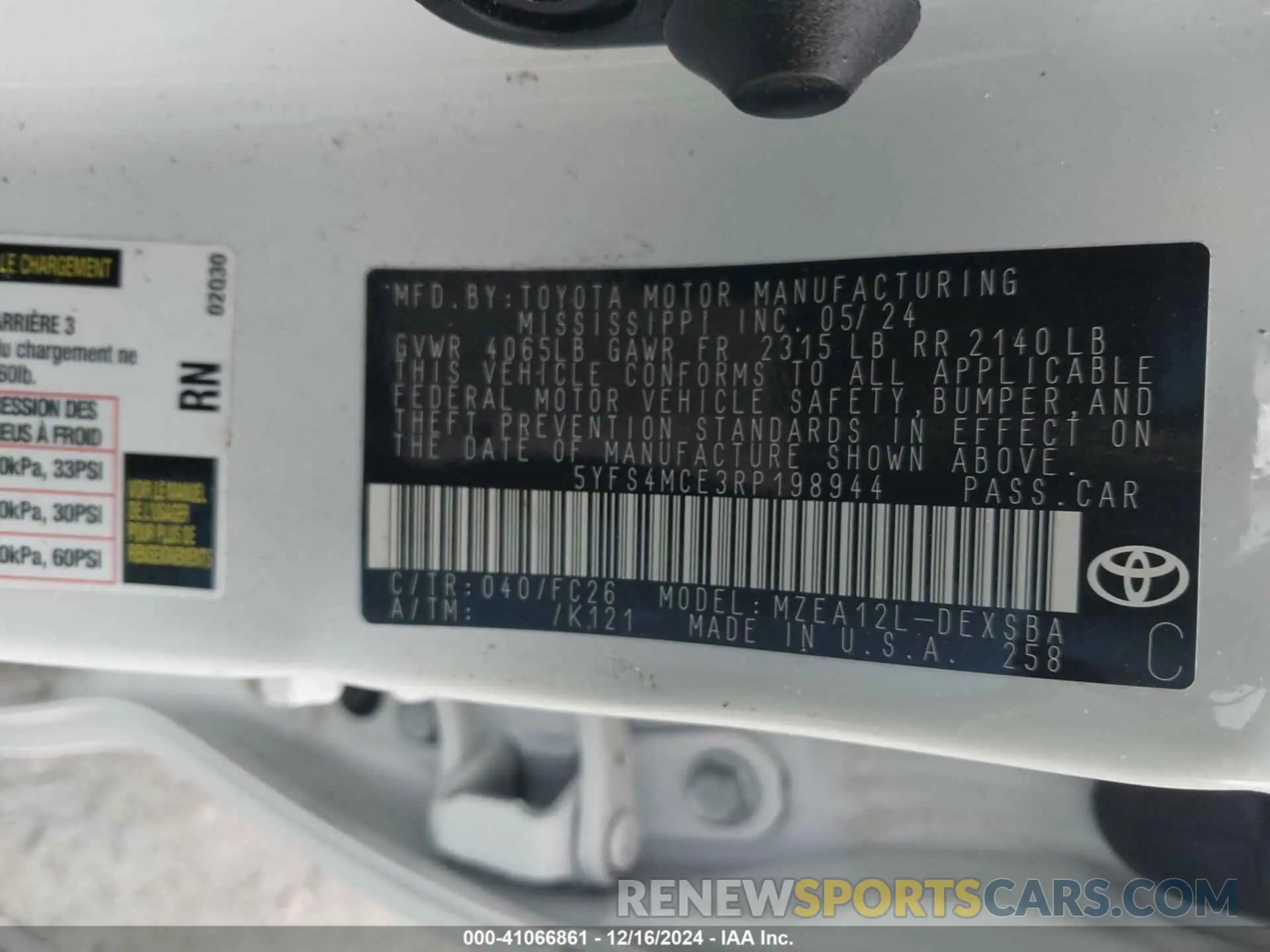 9 Фотография поврежденного автомобиля 5YFS4MCE3RP198944 TOYOTA COROLLA 2024