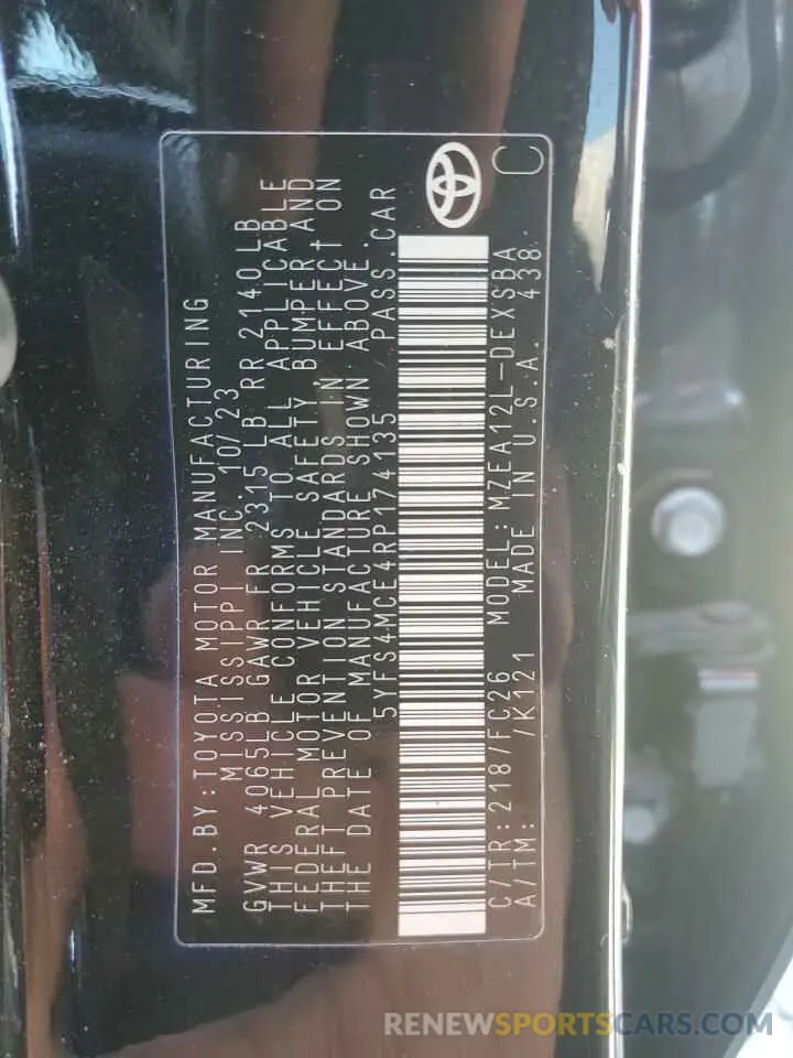 12 Фотография поврежденного автомобиля 5YFS4MCE4RP174135 TOYOTA COROLLA 2024