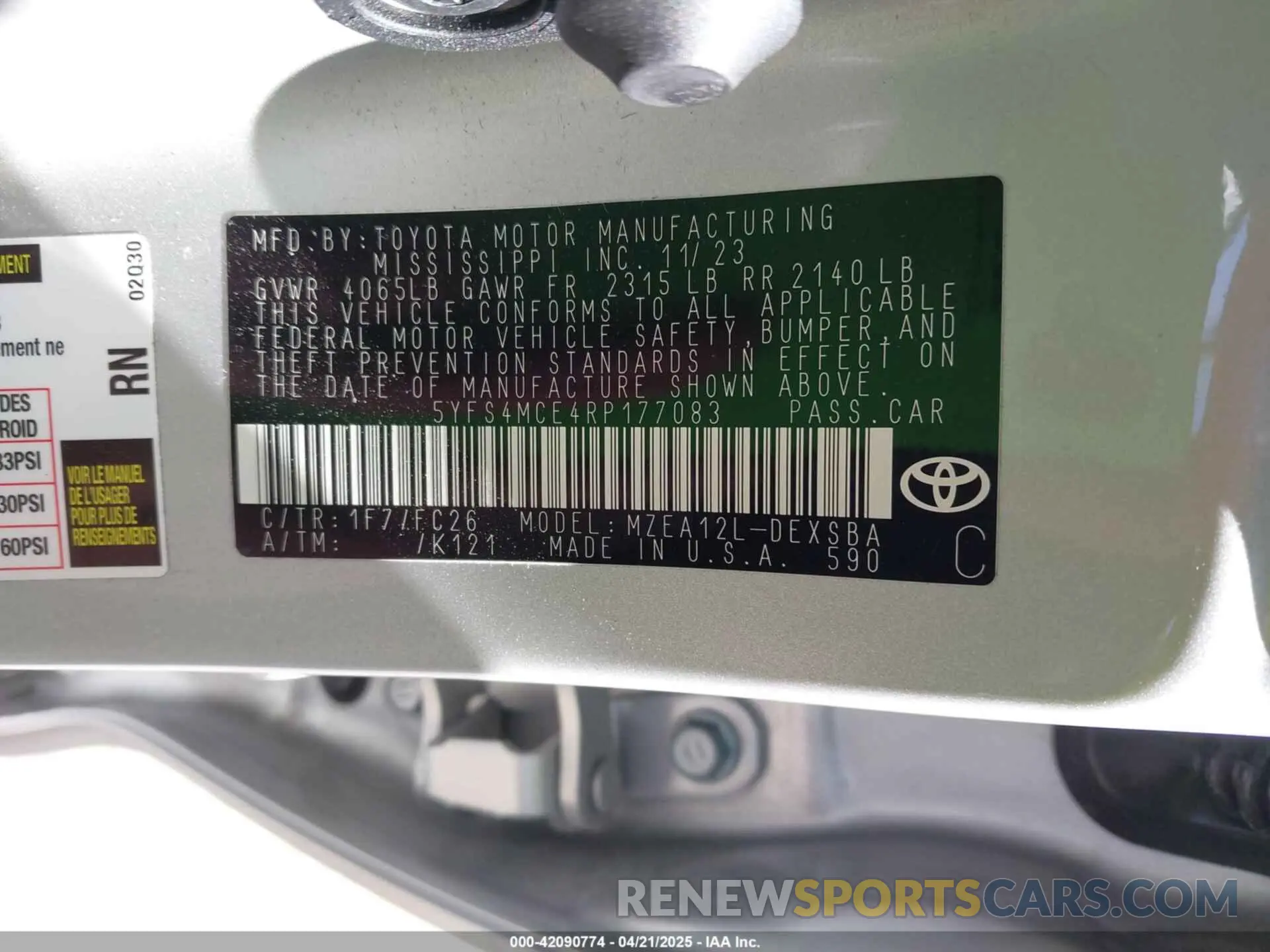 9 Фотография поврежденного автомобиля 5YFS4MCE4RP177083 TOYOTA COROLLA 2024
