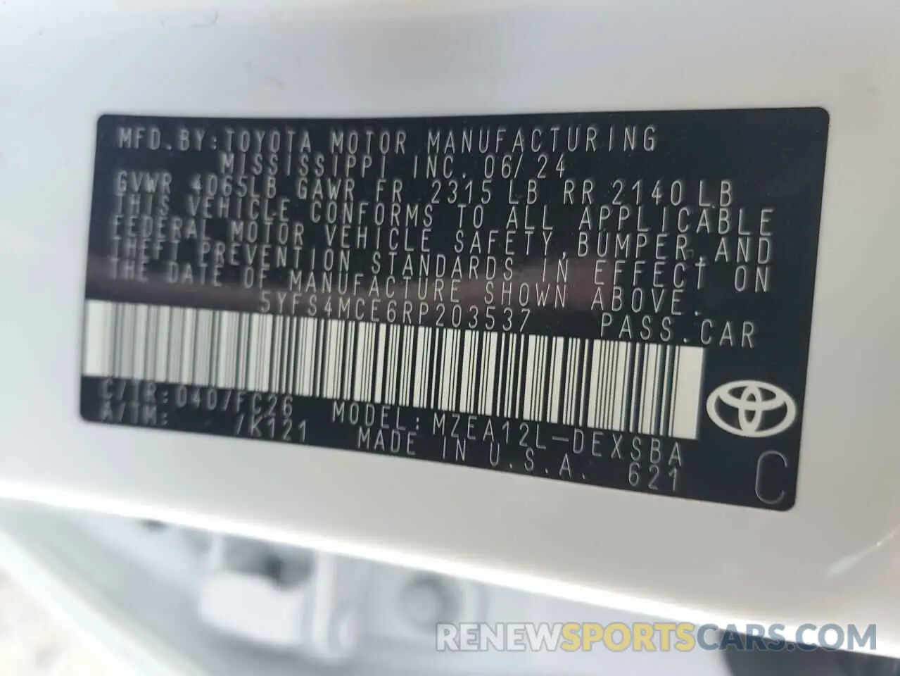 12 Фотография поврежденного автомобиля 5YFS4MCE6RP203537 TOYOTA COROLLA 2024