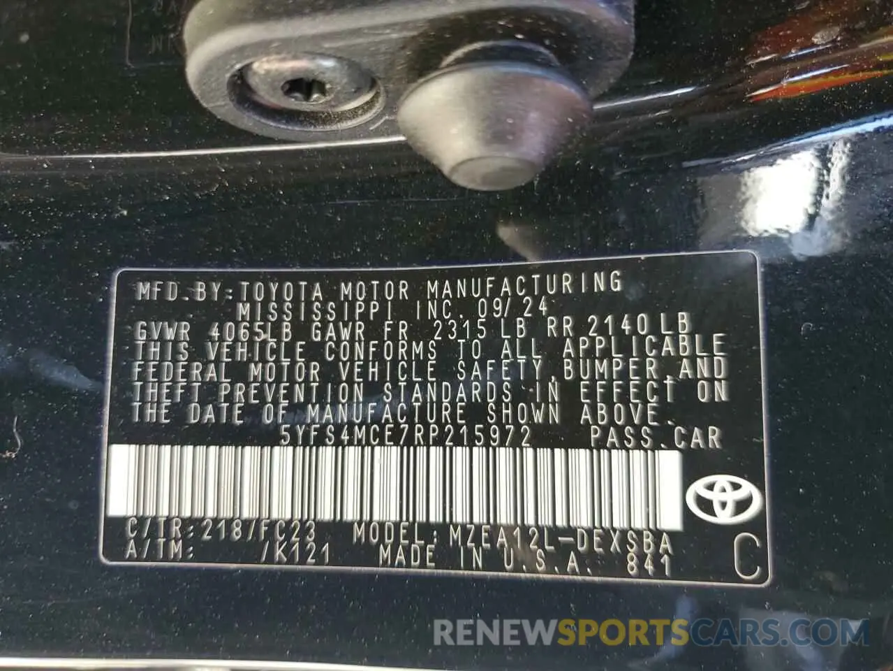 14 Photograph of a damaged car 5YFS4MCE7RP215972 TOYOTA COROLLA 2024