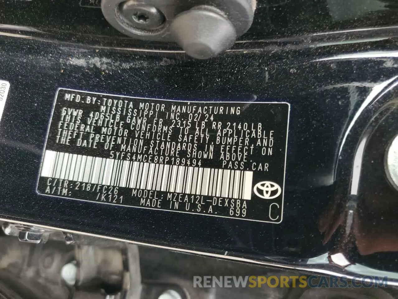 13 Photograph of a damaged car 5YFS4MCE8RP189494 TOYOTA COROLLA 2024
