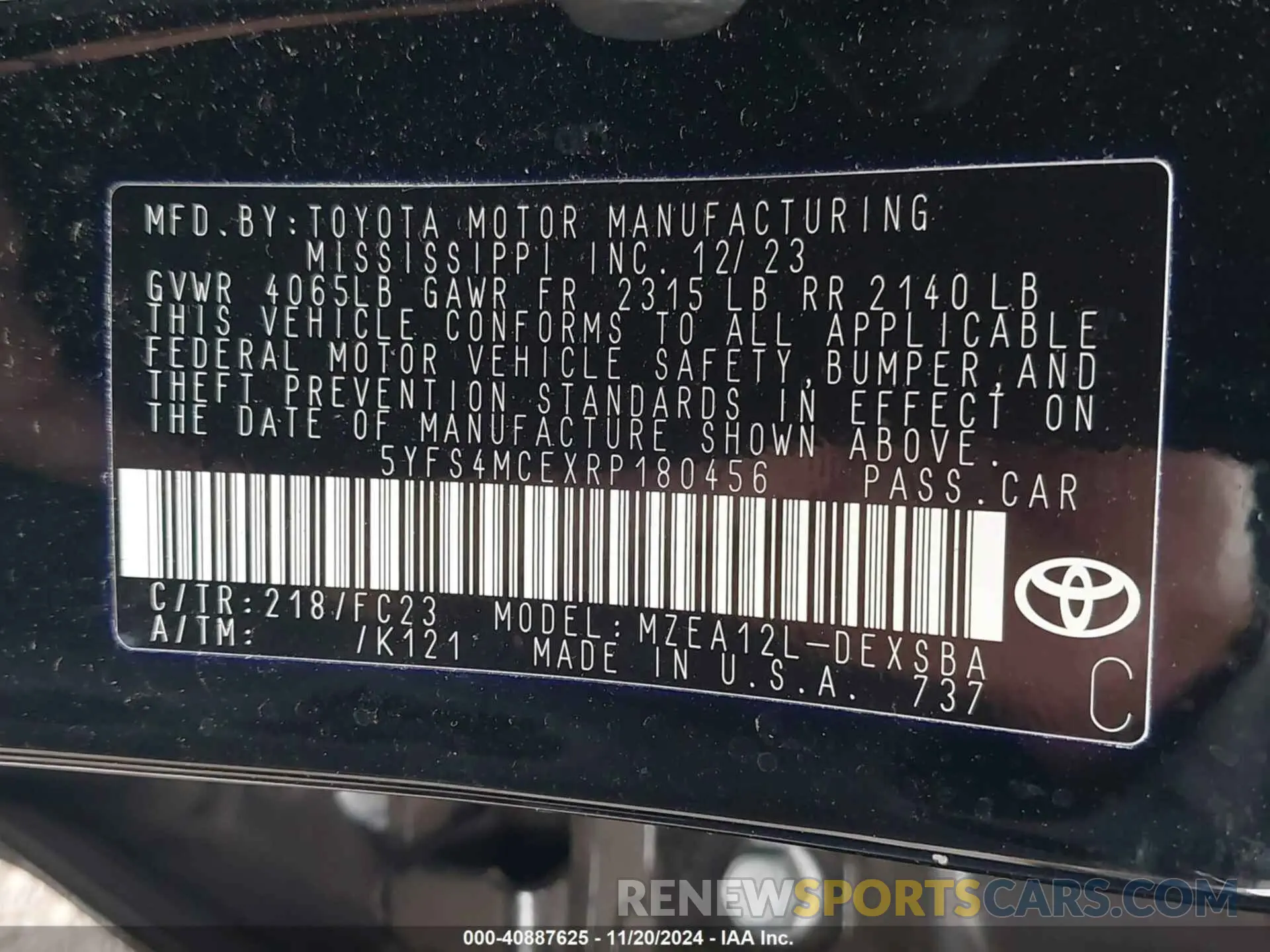 9 Фотография поврежденного автомобиля 5YFS4MCEXRP180456 TOYOTA COROLLA 2024