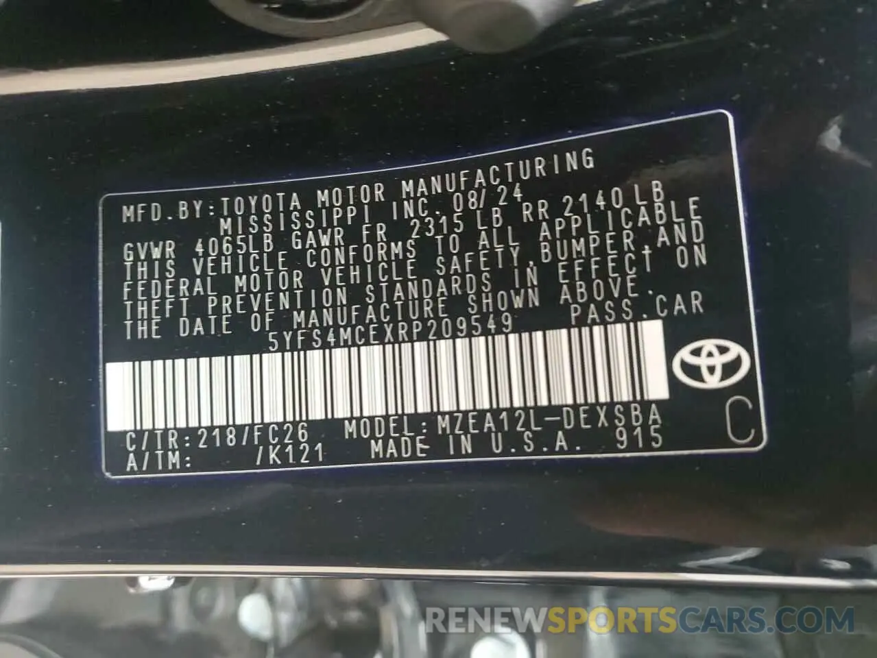 14 Фотография поврежденного автомобиля 5YFS4MCEXRP209549 TOYOTA COROLLA 2024