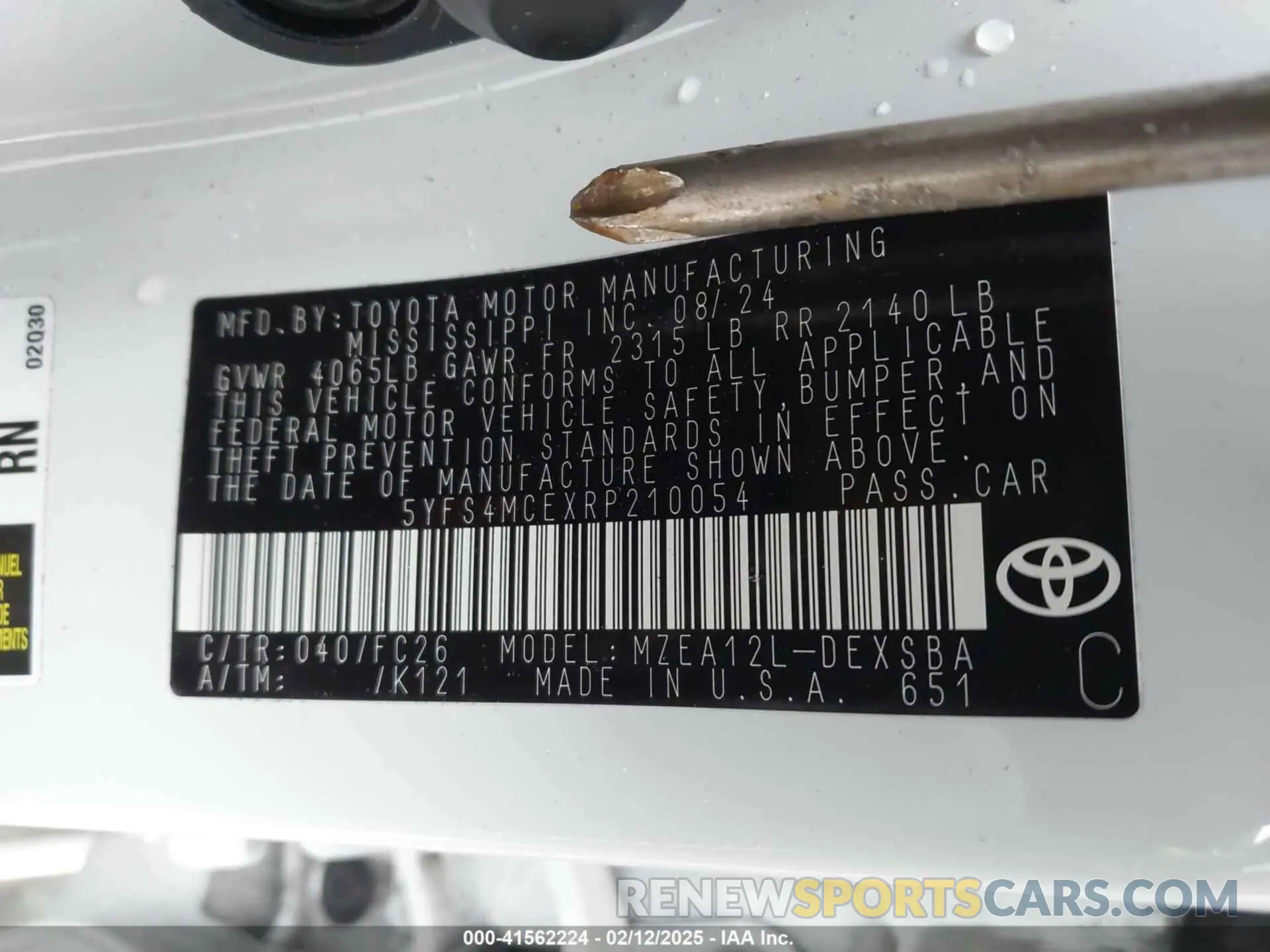 9 Фотография поврежденного автомобиля 5YFS4MCEXRP210054 TOYOTA COROLLA 2024