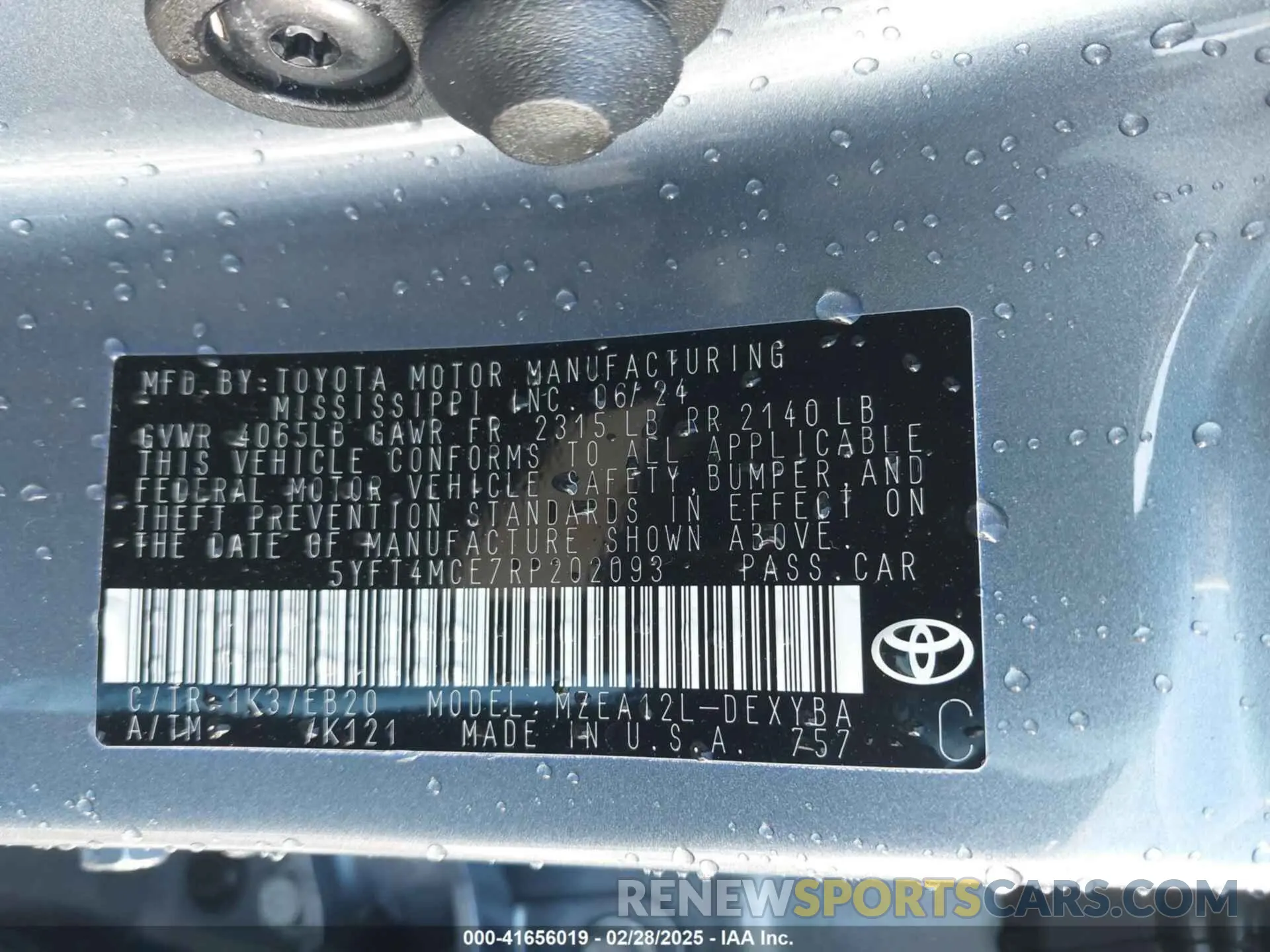 9 Photograph of a damaged car 5YFT4MCE7RP202093 TOYOTA COROLLA 2024