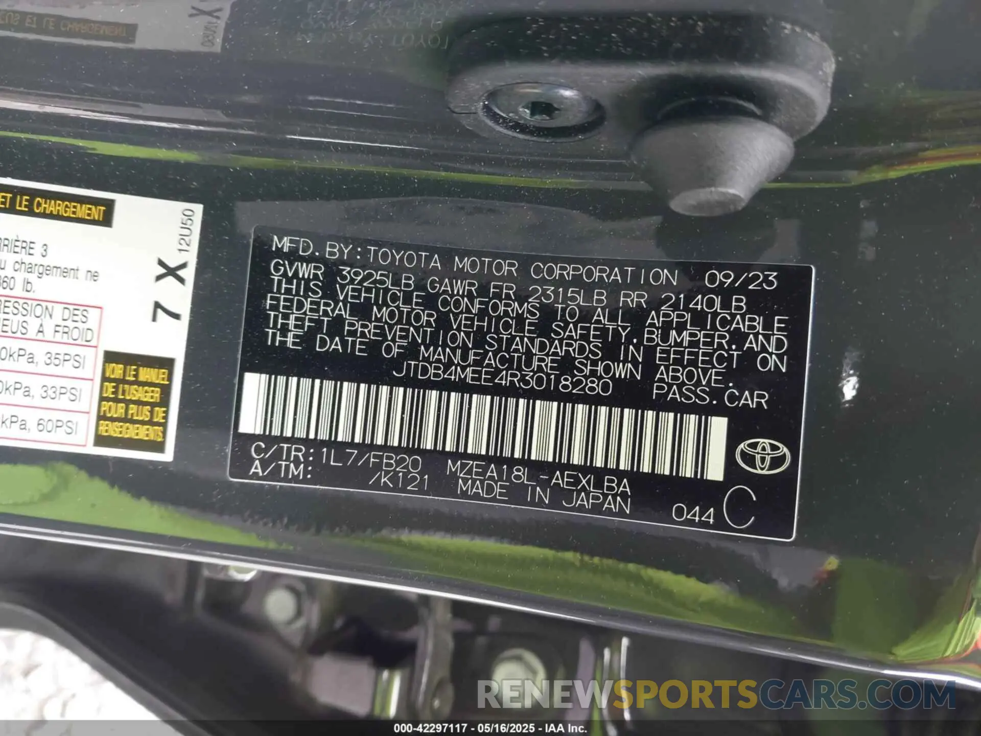 9 Фотография поврежденного автомобиля JTDB4MEE4R3018280 TOYOTA COROLLA 2024