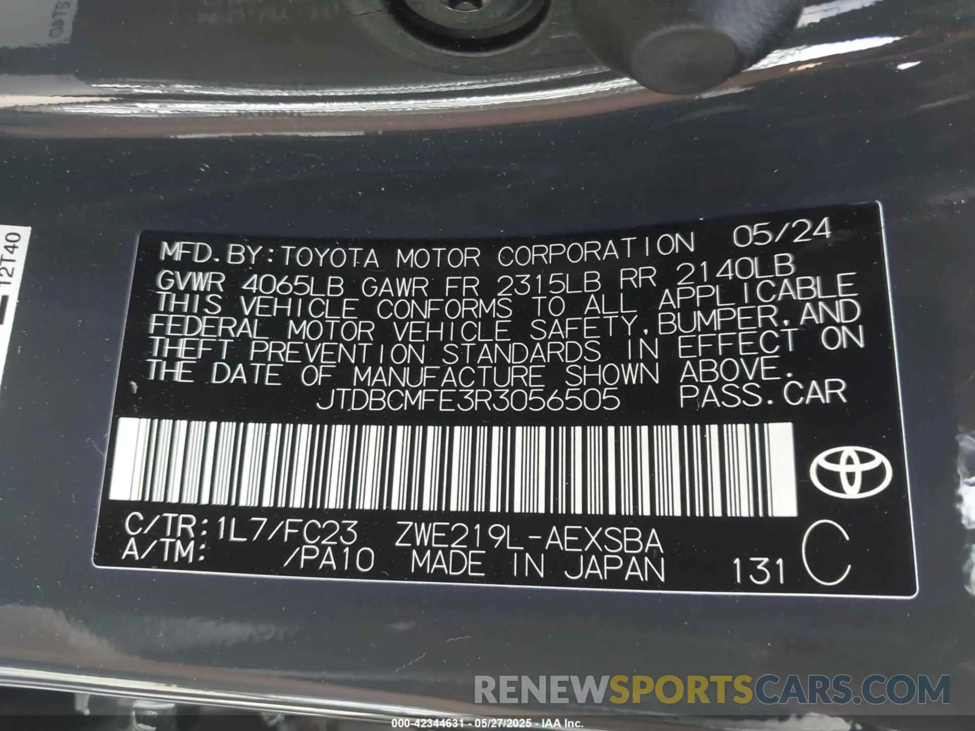 9 Photograph of a damaged car JTDBCMFE3R3056505 TOYOTA COROLLA 2024