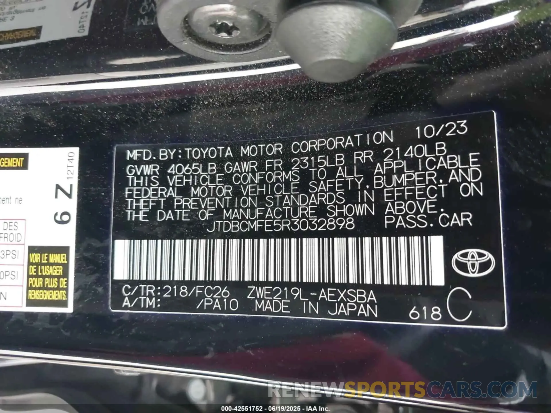 9 Фотография поврежденного автомобиля JTDBCMFE5R3032898 TOYOTA COROLLA 2024