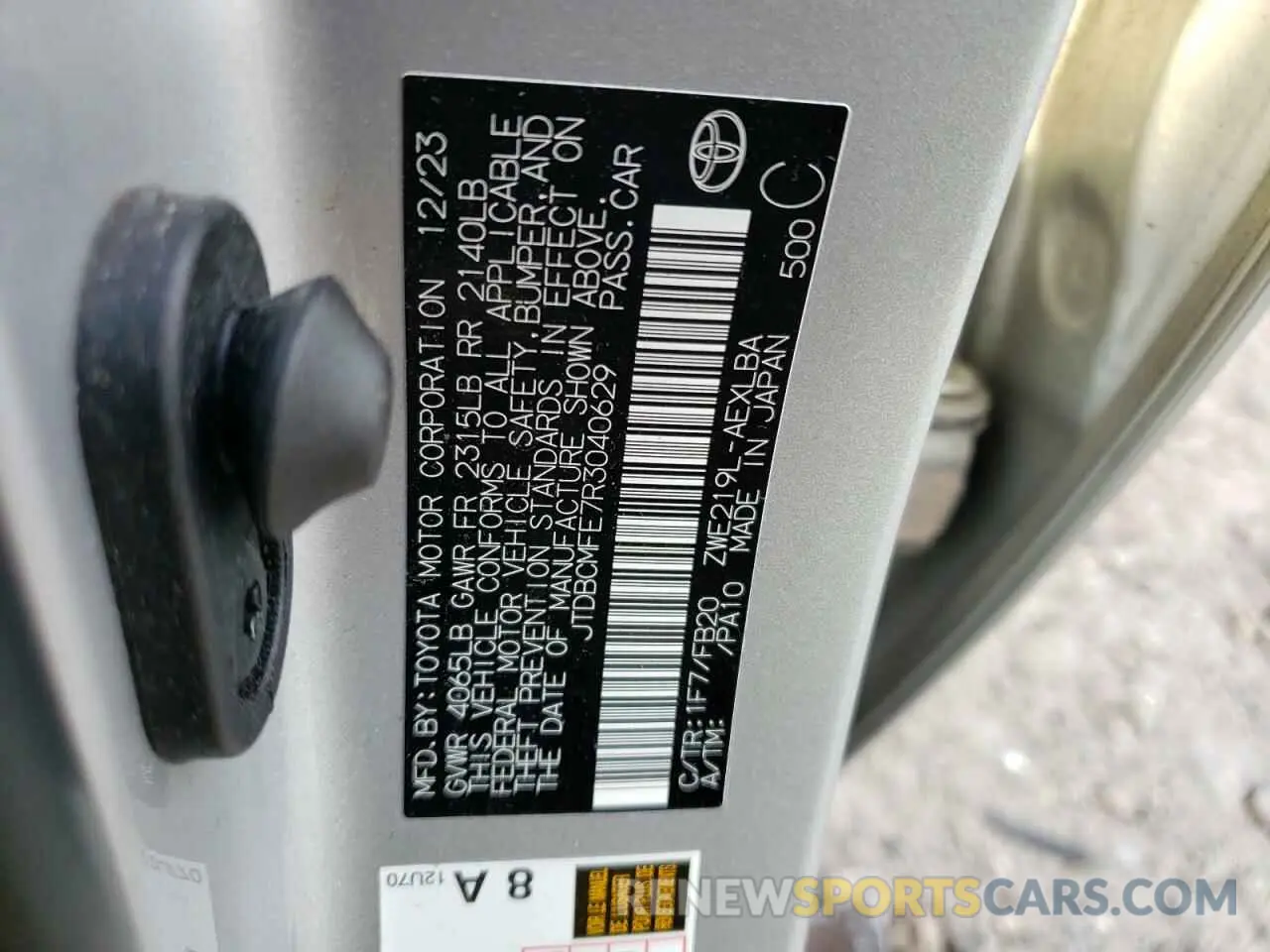 13 Фотография поврежденного автомобиля JTDBCMFE7R3040629 TOYOTA COROLLA 2024