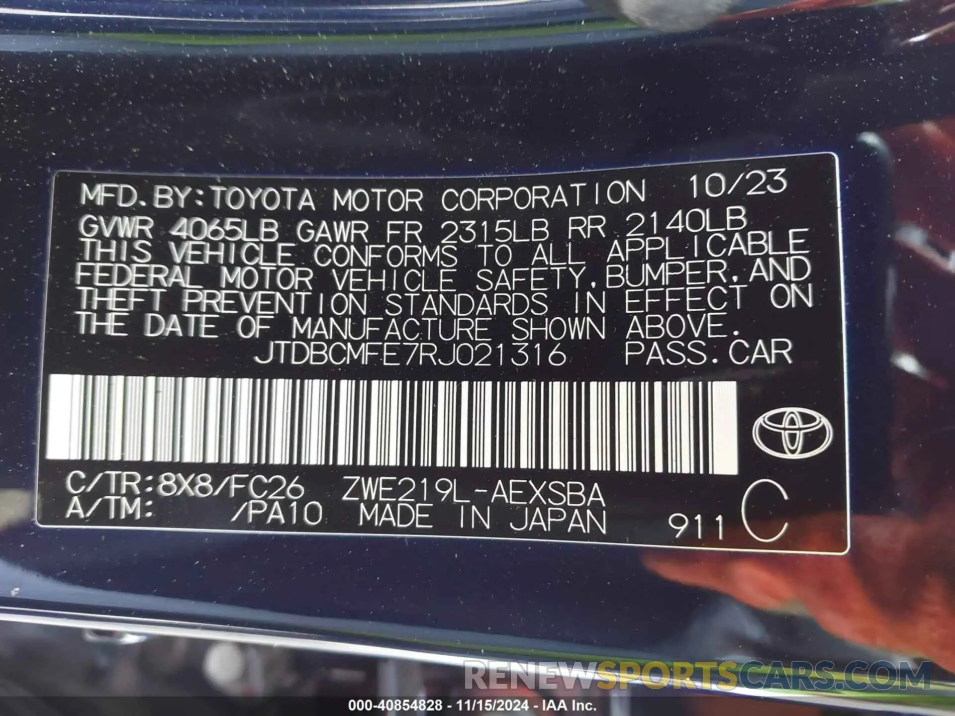 9 Photograph of a damaged car JTDBCMFE7RJ021316 TOYOTA COROLLA 2024