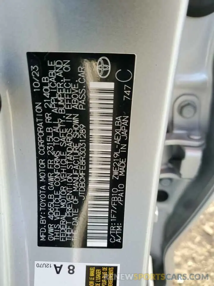 13 Фотография поврежденного автомобиля JTDBCMFE8R3031289 TOYOTA COROLLA 2024