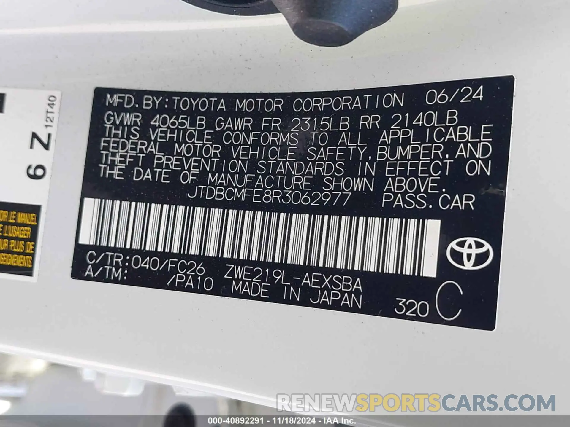 9 Photograph of a damaged car JTDBCMFE8R3062977 TOYOTA COROLLA 2024
