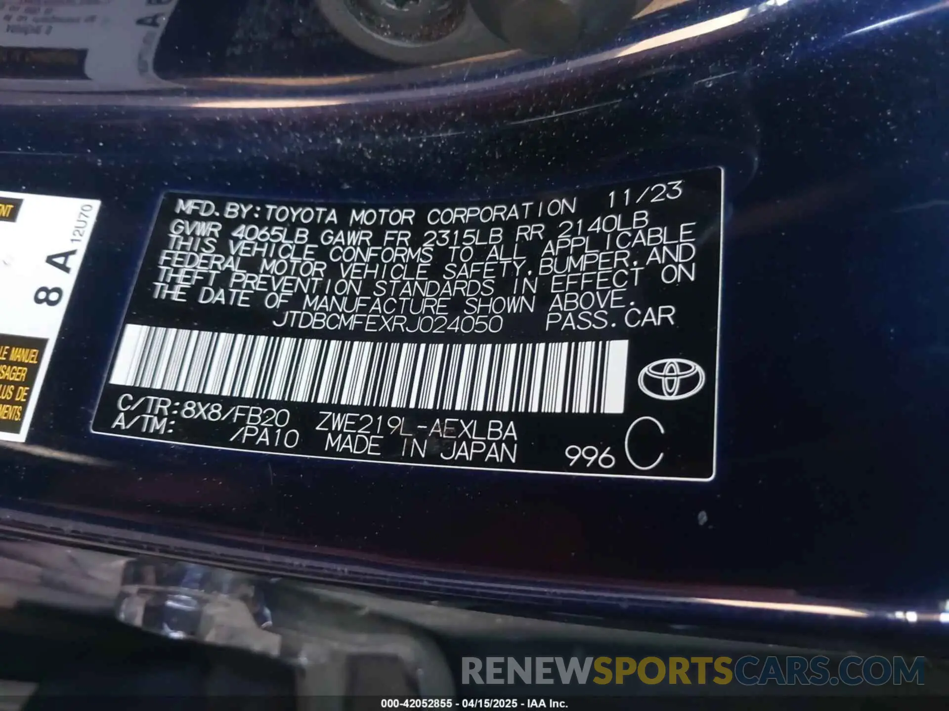 9 Photograph of a damaged car JTDBCMFEXRJ024050 TOYOTA COROLLA 2024