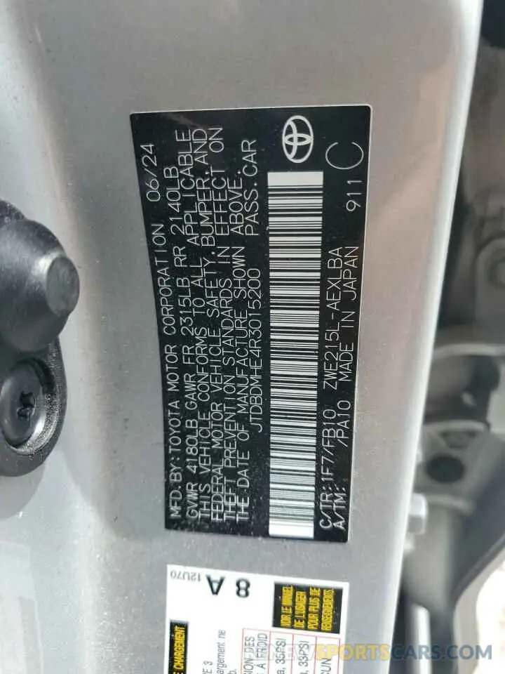 12 Photograph of a damaged car JTDBDMHE4R3015200 TOYOTA COROLLA 2024