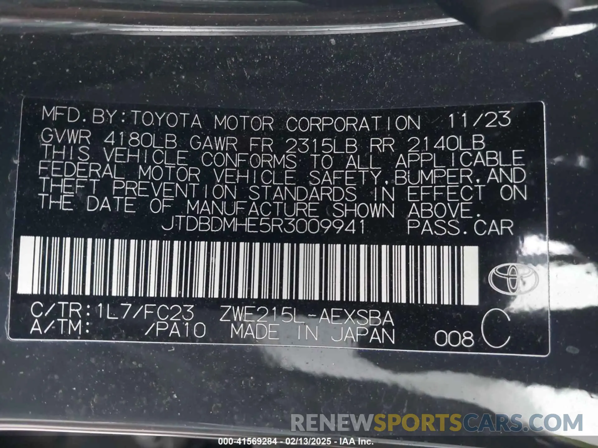 9 Фотография поврежденного автомобиля JTDBDMHE5R3009941 TOYOTA COROLLA 2024