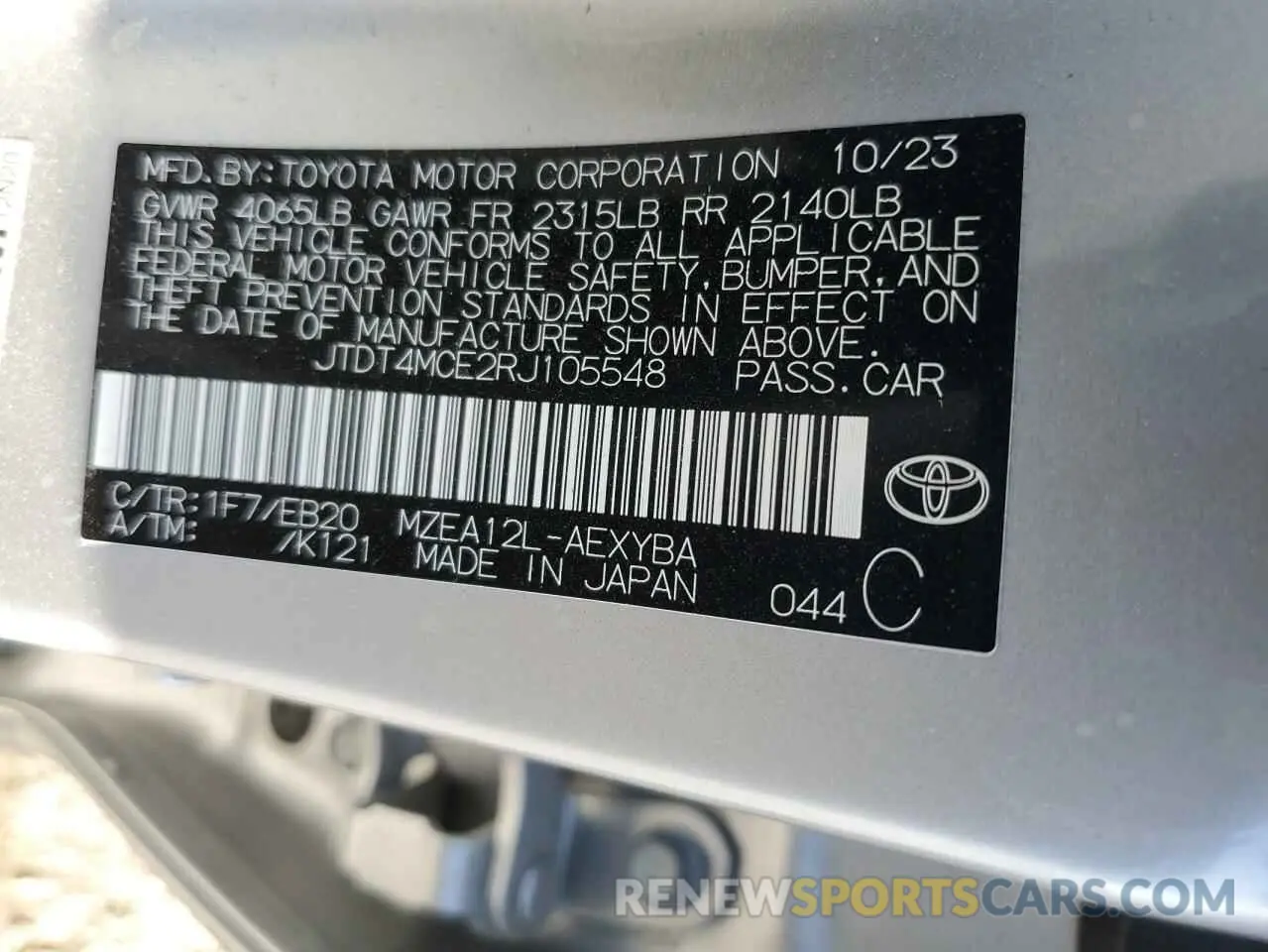 13 Фотография поврежденного автомобиля JTDT4MCE2RJ105548 TOYOTA COROLLA 2024