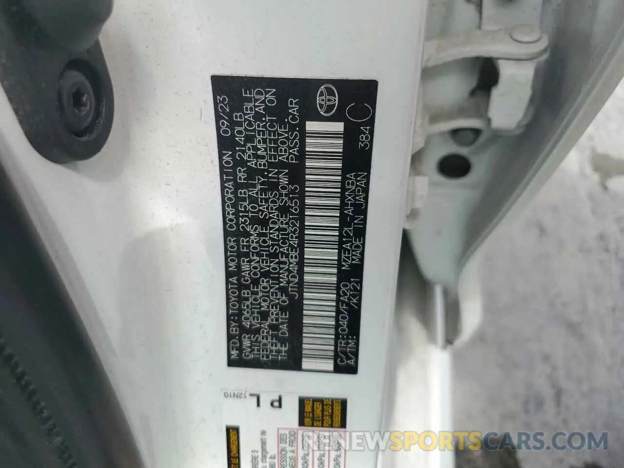 12 Фотография поврежденного автомобиля JTND4MBE4R3216513 TOYOTA COROLLA 2024