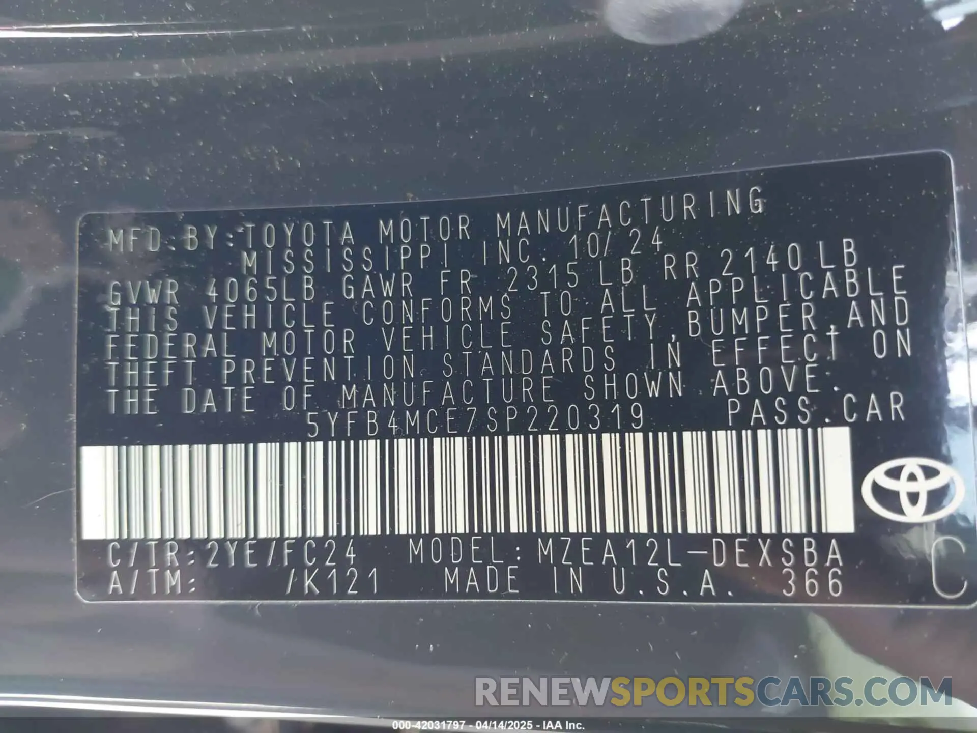 9 Фотография поврежденного автомобиля 5YFB4MCE7SP220319 TOYOTA COROLLA 2025