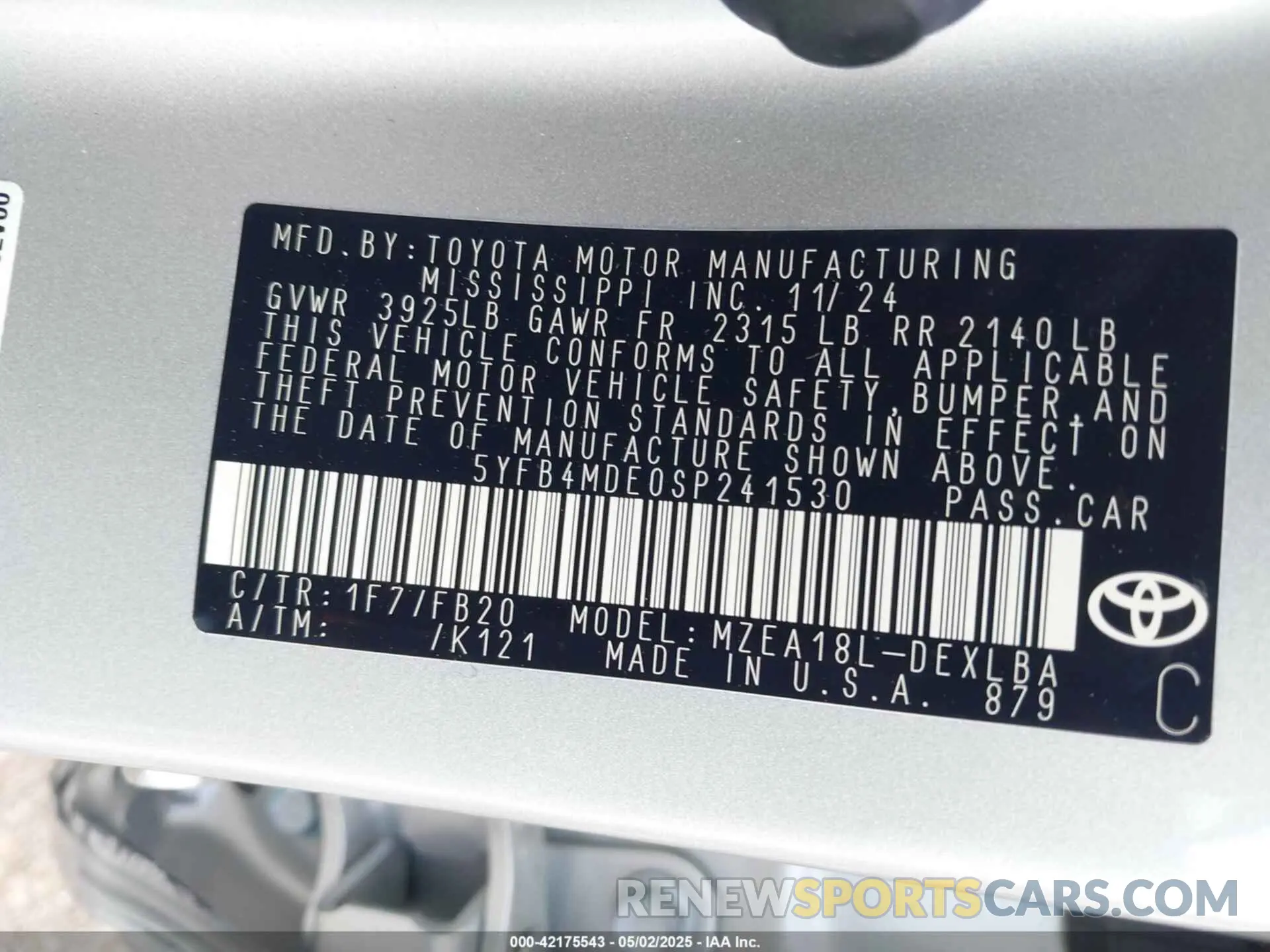 9 Photograph of a damaged car 5YFB4MDE0SP241530 TOYOTA COROLLA 2025