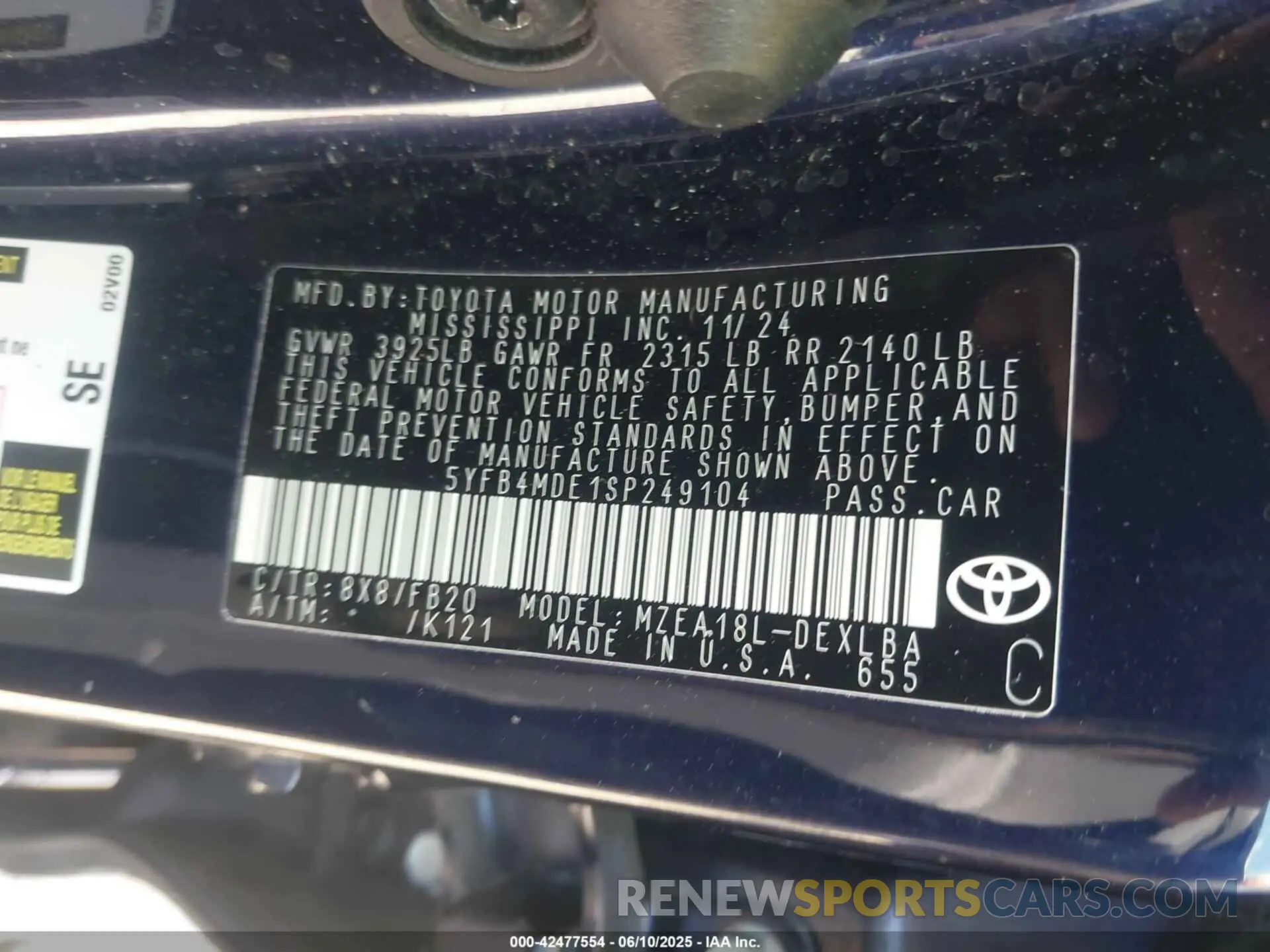 9 Photograph of a damaged car 5YFB4MDE1SP249104 TOYOTA COROLLA 2025