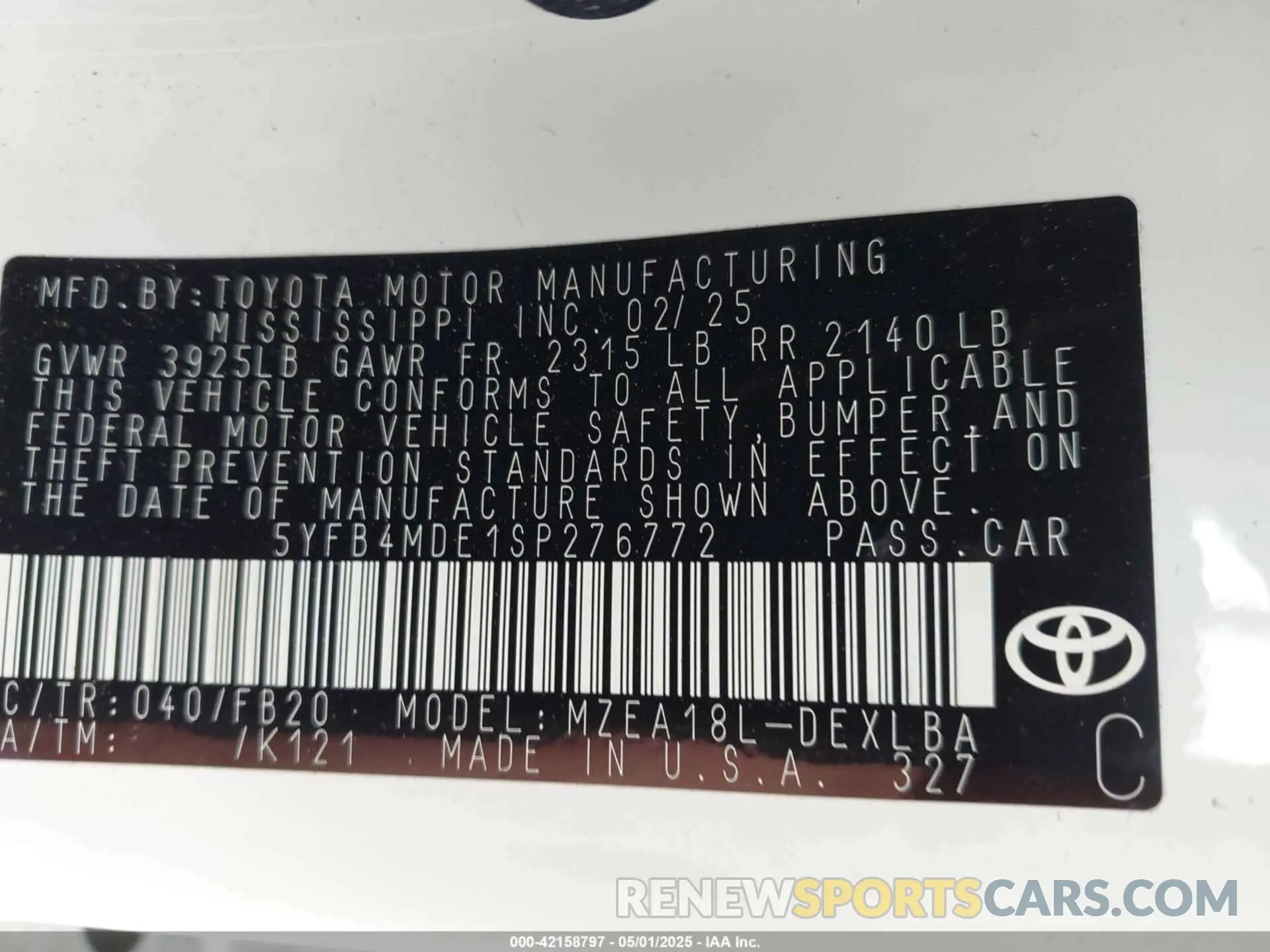 9 Фотография поврежденного автомобиля 5YFB4MDE1SP276772 TOYOTA COROLLA 2025