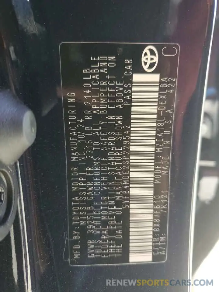 12 Фотография поврежденного автомобиля 5YFB4MDE2SP229542 TOYOTA COROLLA 2025
