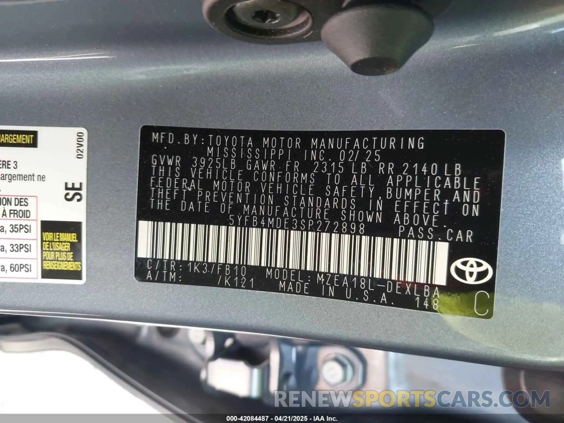 9 Фотография поврежденного автомобиля 5YFB4MDE3SP272898 TOYOTA COROLLA 2025