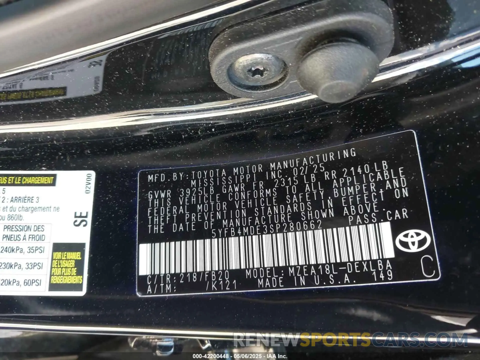9 Фотография поврежденного автомобиля 5YFB4MDE3SP280662 TOYOTA COROLLA 2025