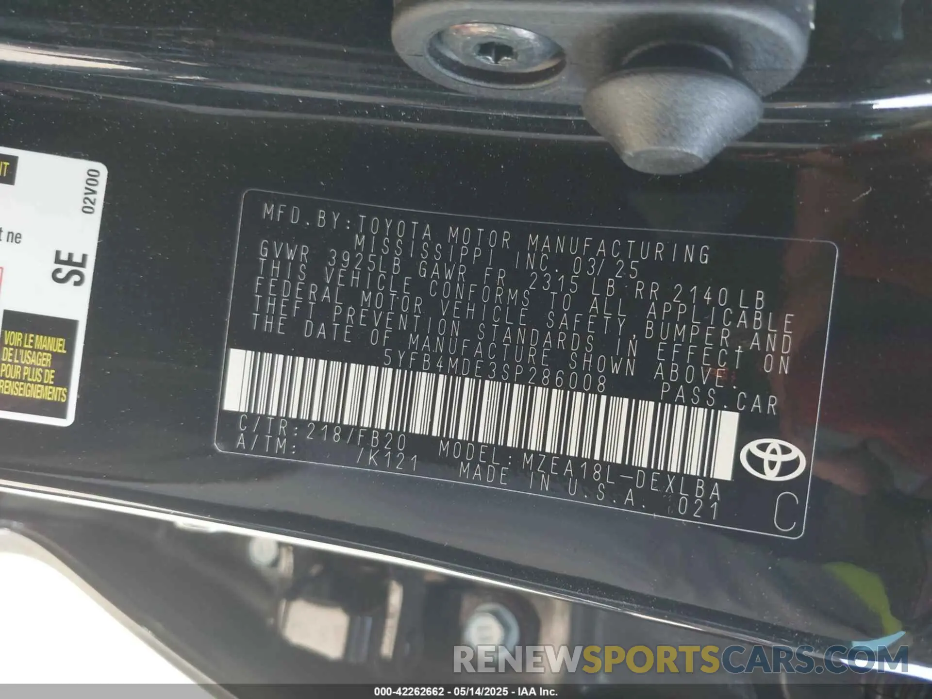 9 Фотография поврежденного автомобиля 5YFB4MDE3SP286008 TOYOTA COROLLA 2025