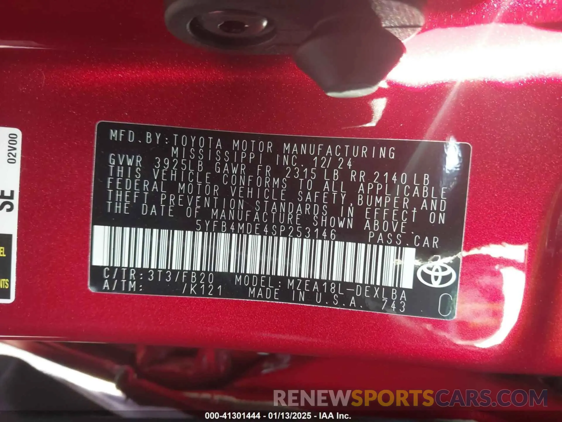 9 Фотография поврежденного автомобиля 5YFB4MDE4SP253146 TOYOTA COROLLA 2025