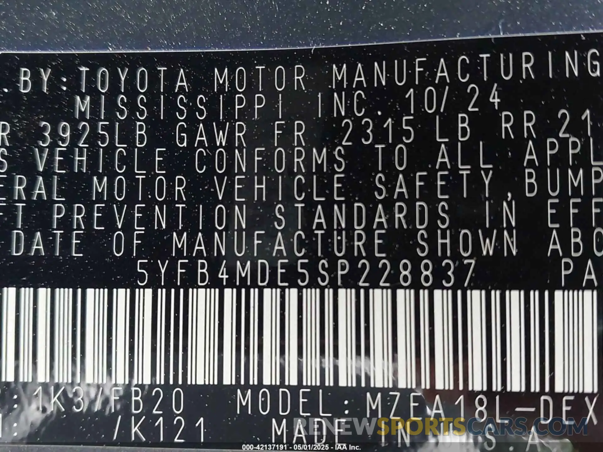 9 Photograph of a damaged car 5YFB4MDE5SP228837 TOYOTA COROLLA 2025