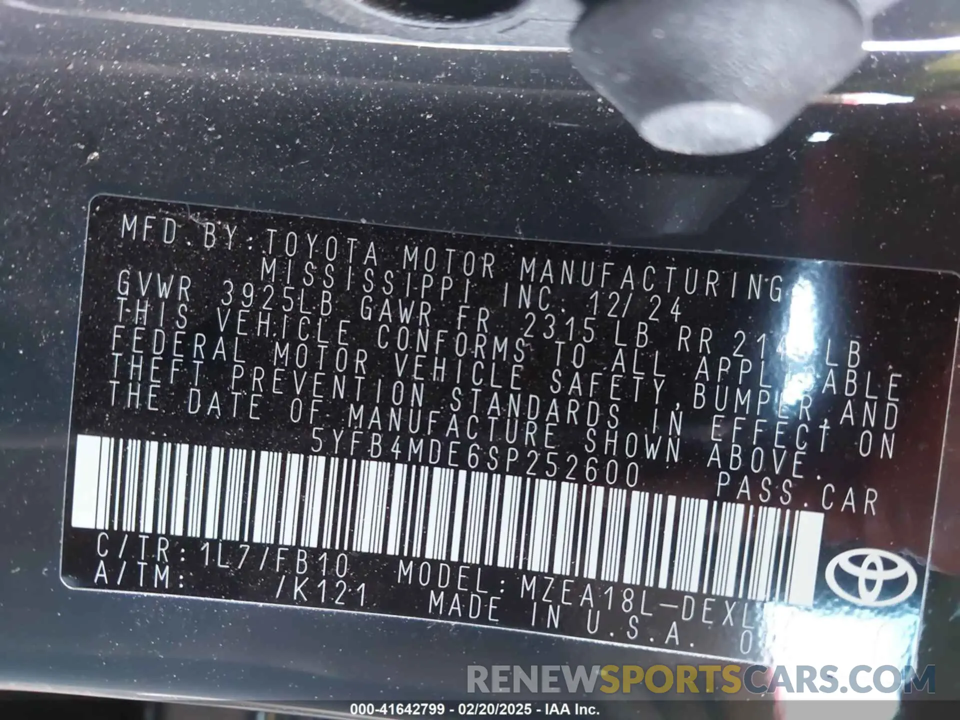 9 Фотография поврежденного автомобиля 5YFB4MDE6SP252600 TOYOTA COROLLA 2025
