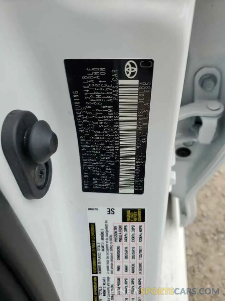 12 Фотография поврежденного автомобиля 5YFB4MDE6SP284186 TOYOTA COROLLA 2025