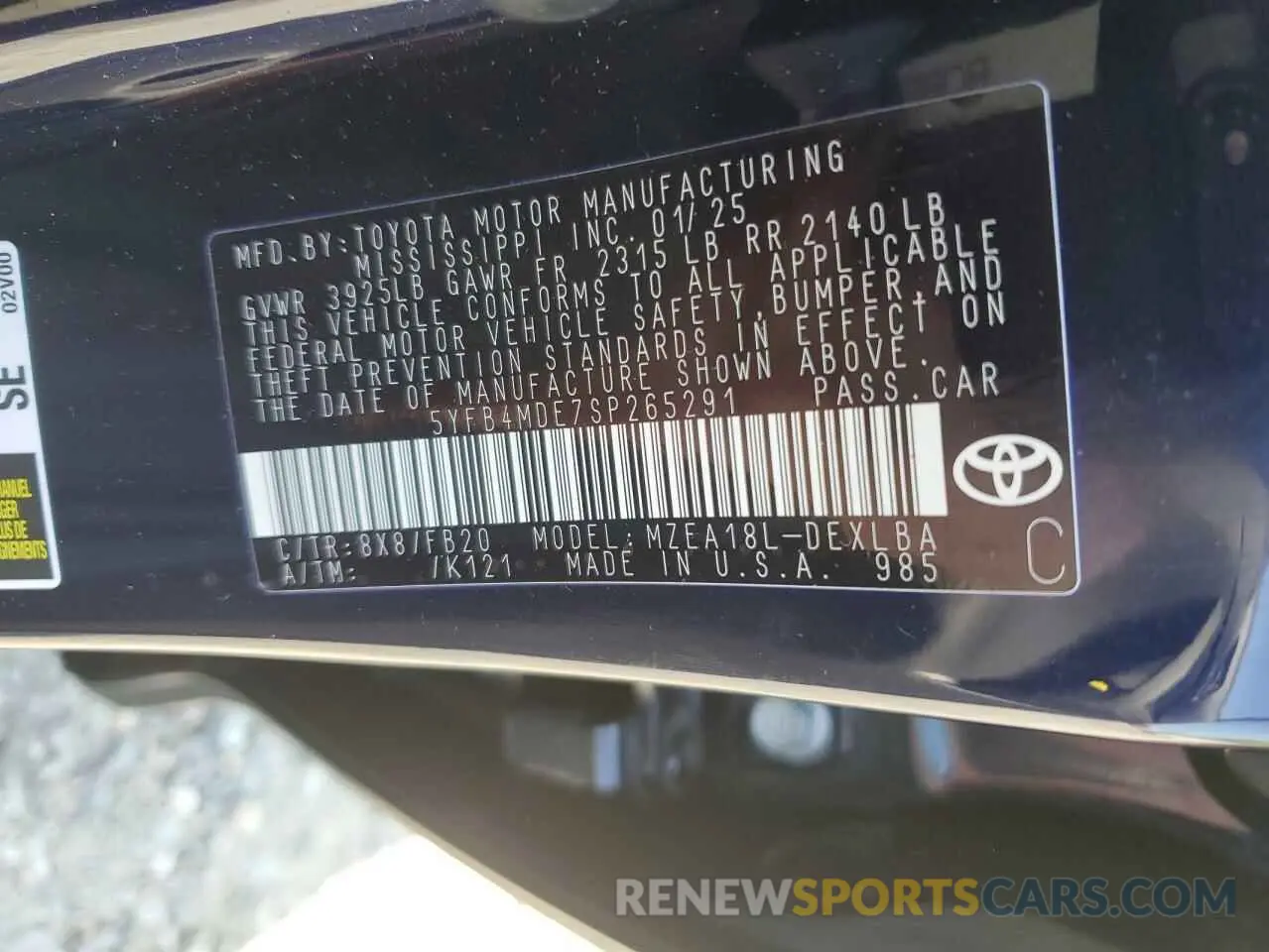 12 Photograph of a damaged car 5YFB4MDE7SP265291 TOYOTA COROLLA 2025