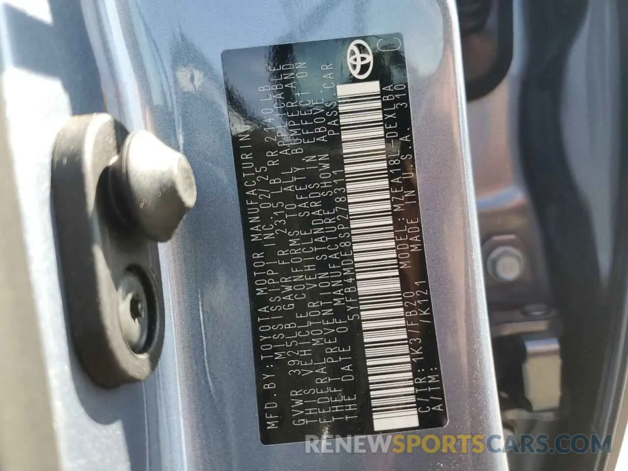 13 Фотография поврежденного автомобиля 5YFB4MDE8SP278311 TOYOTA COROLLA 2025