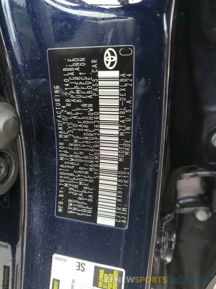 12 Фотография поврежденного автомобиля 5YFB4MDE9SP236360 TOYOTA COROLLA 2025