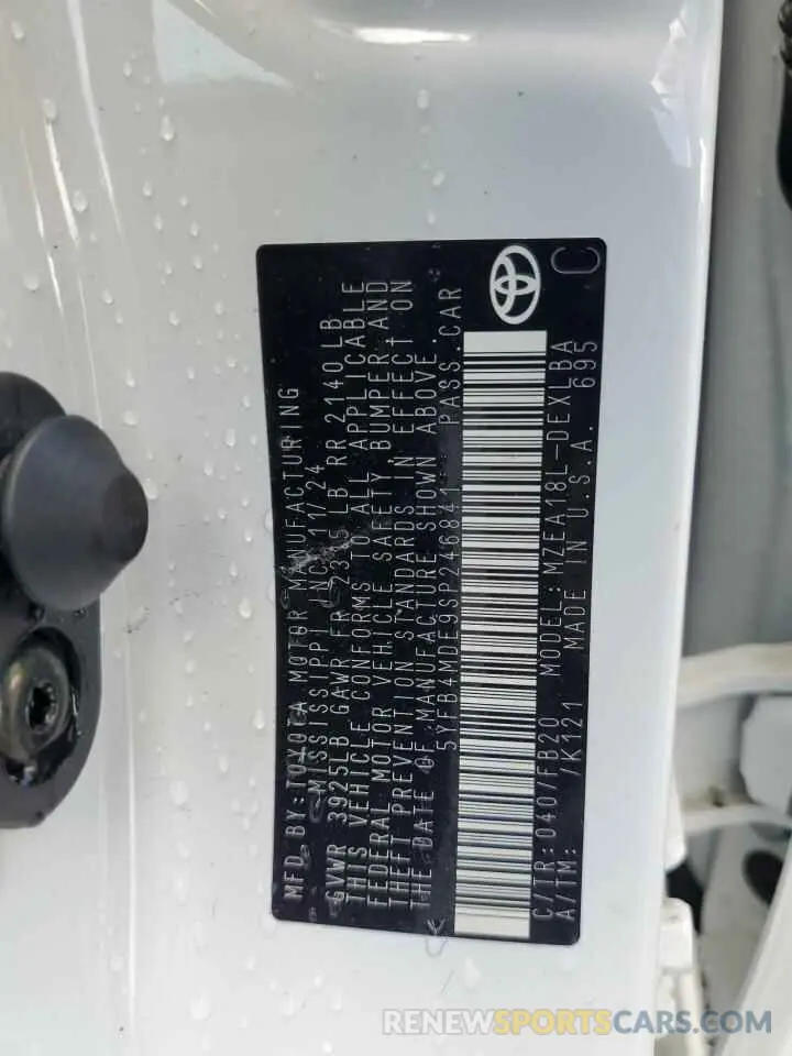 12 Фотография поврежденного автомобиля 5YFB4MDE9SP246841 TOYOTA COROLLA 2025